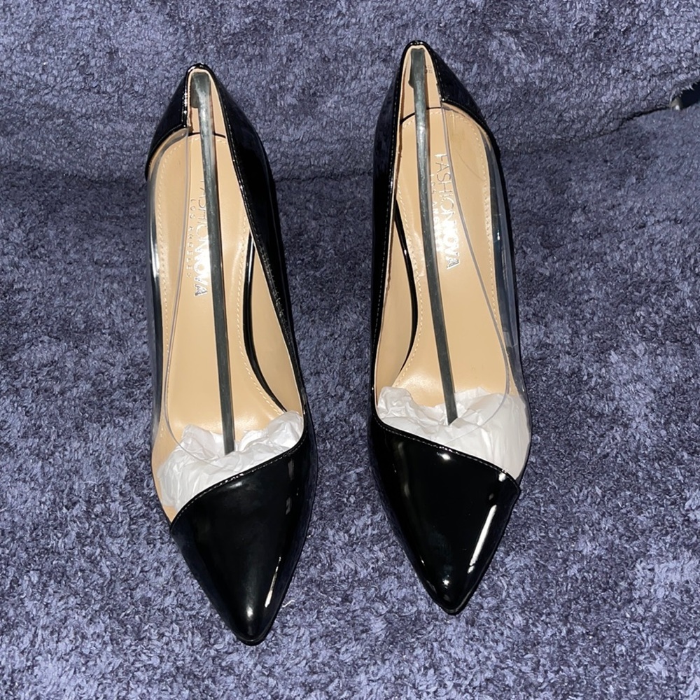 Side See Through Faux Patent Leather Classy Ways 4.5” heels - Brand New